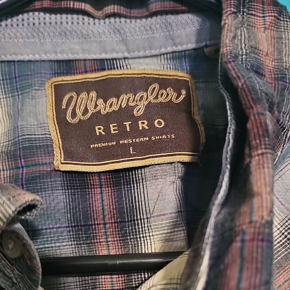 Wrangler Men's Plaid Shirt - Blue and Red - Picture 2 of 3